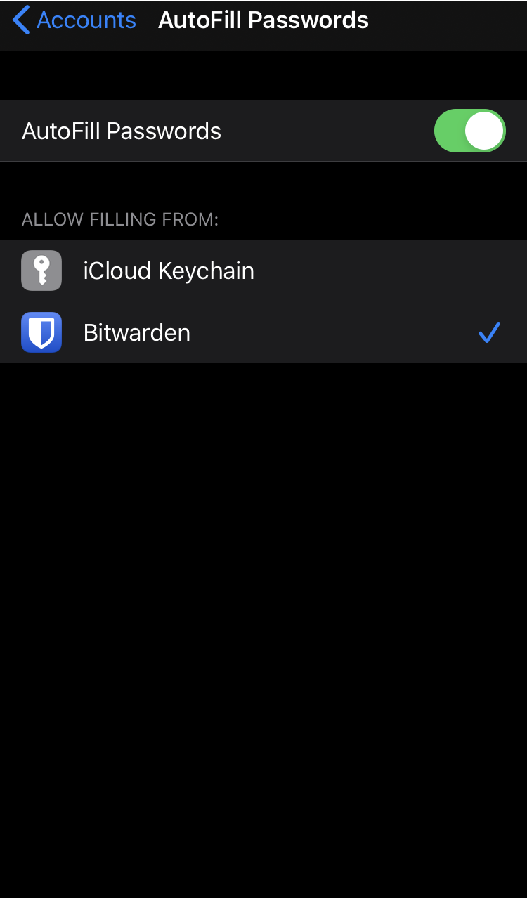Autofill with Bitwarden on Iphone.